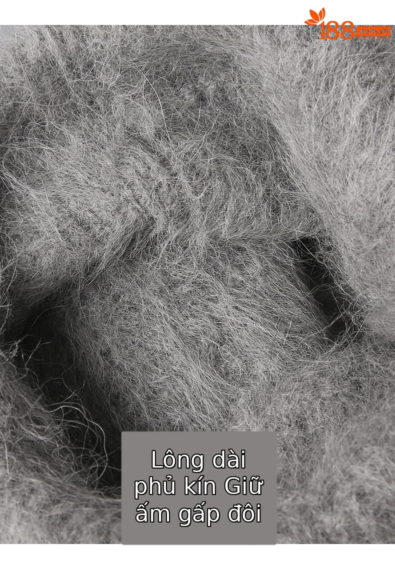 Mũ len beanie nữ lông cừu giữ ấm, vành tai bảo vệ, cỡ đầu lớn — màu be chi tiết 4