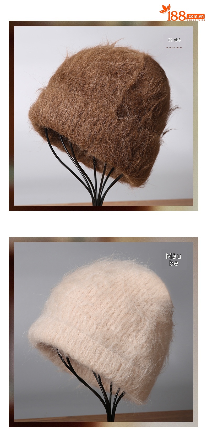 Mũ len beanie nữ lông cừu giữ ấm, vành tai bảo vệ, cỡ đầu lớn — màu be chi tiết 8