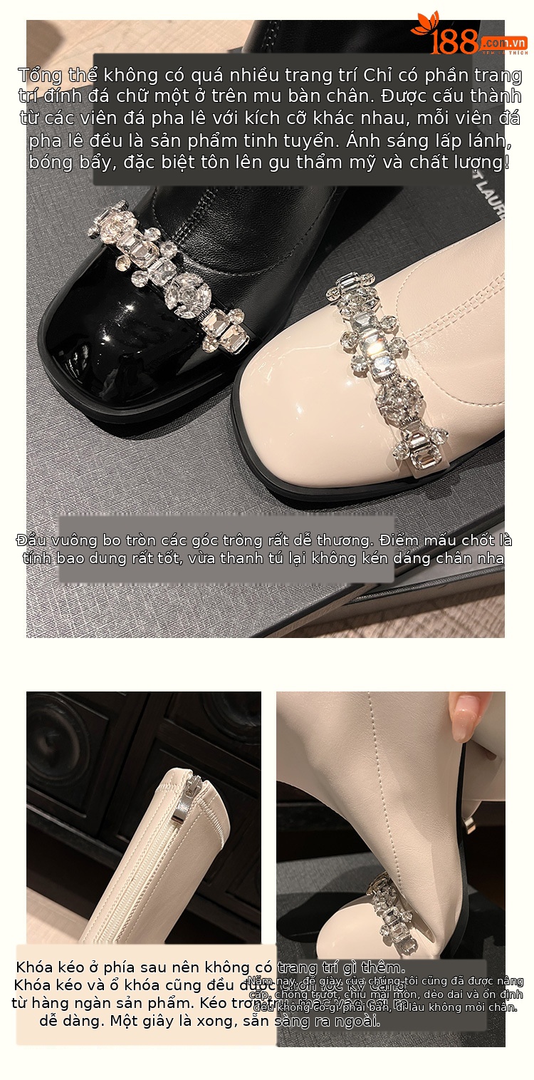 Boot nữ cổ cao ôm bắp chân phong cách vải tuýt, gót thô 5 cm, đế dày, mũi tròn — nhung đen, Lớp lót đơn màu trắng nhạt, Lớp lót đơn màu đen, Lớp lót nhung màu trắng nhạt chi tiết 3