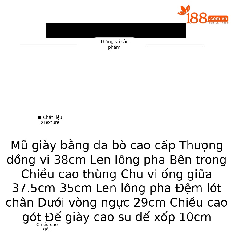 Boot nữ cổ cao gót 10 cm đế dày phong cách hiệp sĩ, miệng chữ V, lót len mùa đông — màu đen, màu hồng, Màu trắng nhạt chi tiết 4