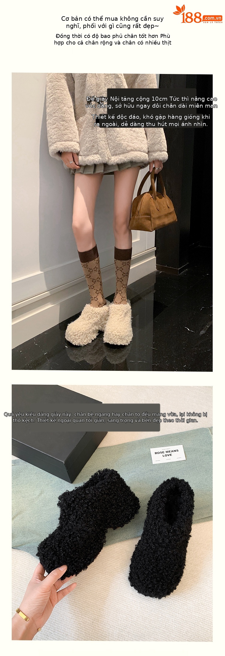 Dép bông Birkenstock đế trong siêu dày nữ, lót lông cừu ấm áp, mũi nhọn len cừu, form bao bọc — Lớp lót nhung đen, Lớp lót nhung màu nâu, Lớp lót đơn màu trắng nhạt, Màu đen một lớp chi tiết 4