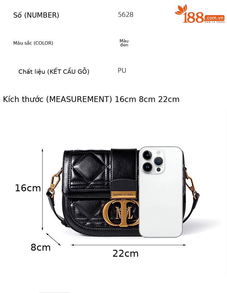 Túi yên ngựa nữ chất liệu cao cấp, thiết kế đeo chéo một vai, túi vuông nhỏ cầm tay đa năng thời trang đi làm chi tiết 8