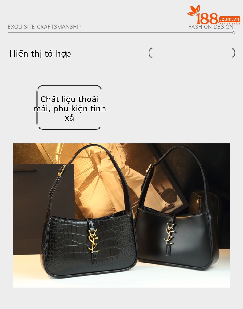 Túi đeo chéo nữ da thật kiểu vân cá sấu, thiết kế đơn giản đa năng — cá sấu đen, màu đen trơn chi tiết 4