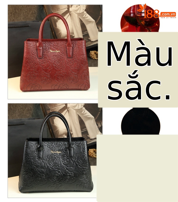 Túi đeo chéo nữ da thật dung tích lớn phong cách cổ điển — đen, màu xanh lá cây, Rượu vang đỏ, màu xanh chi tiết 7