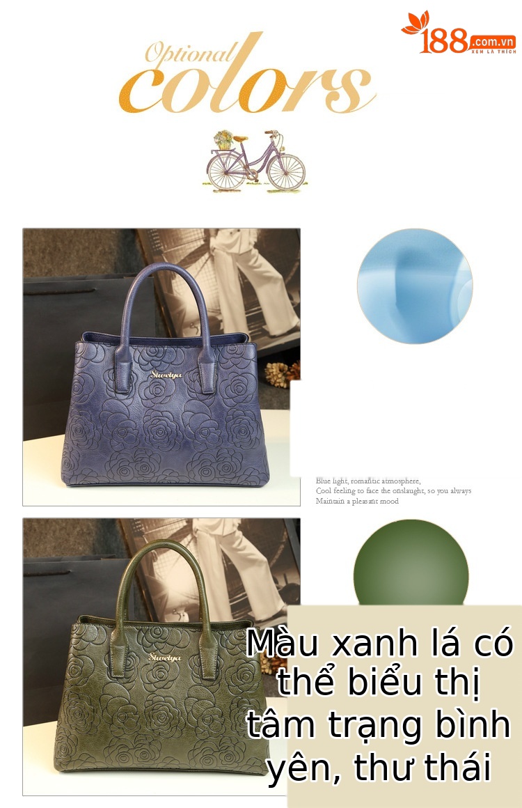 Túi đeo chéo nữ da thật dung tích lớn phong cách cổ điển — đen, màu xanh lá cây, Rượu vang đỏ, màu xanh chi tiết 6