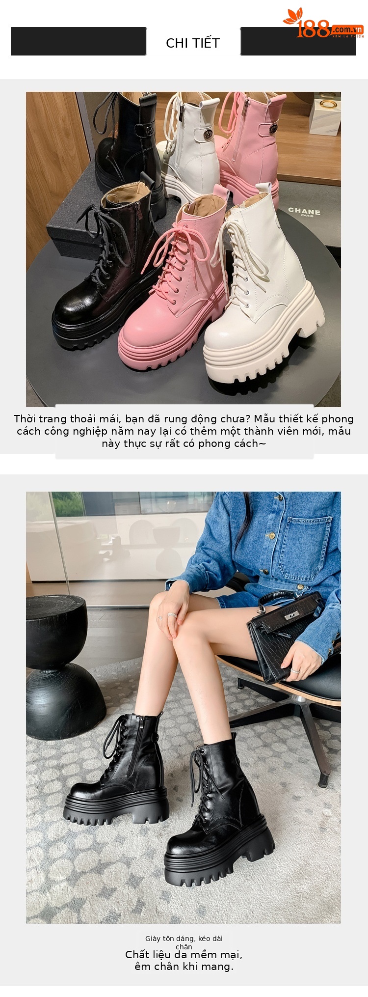 Boot nữ cổ thấp da thật gót siêu cao 15cm đế dày tăng chiều cao lót lông mùa thu đông — Lớp lót đơn màu trắng nhạt 12cm chi tiết 3