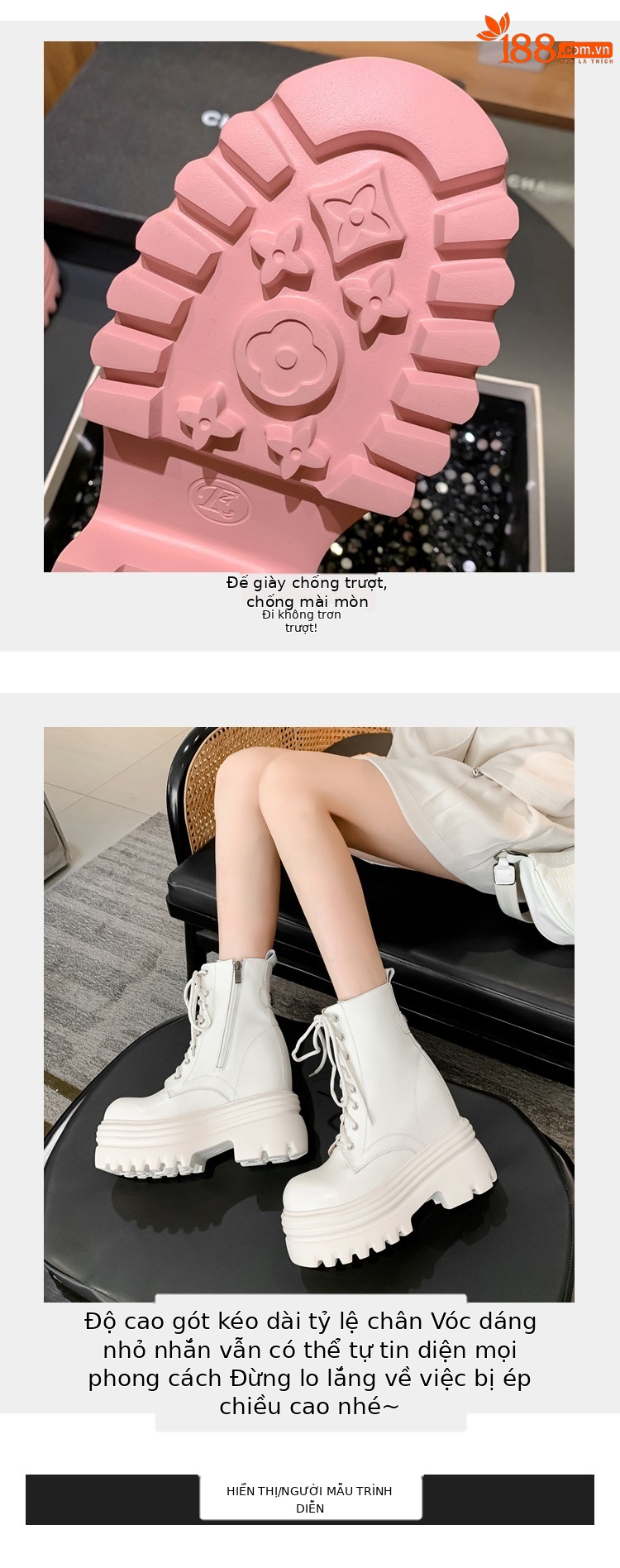 Boot nữ cổ thấp da thật gót siêu cao 15cm đế dày tăng chiều cao lót lông mùa thu đông — Lớp lót đơn màu trắng nhạt 12cm chi tiết 4
