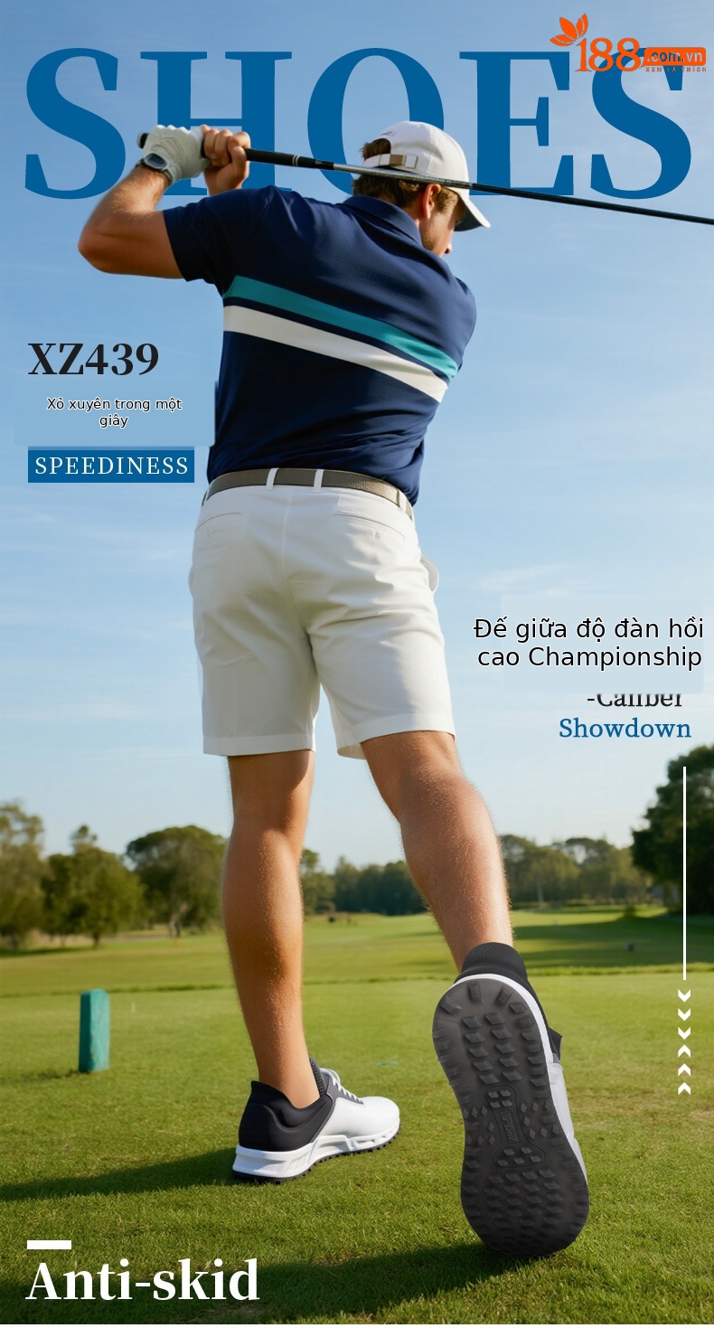 Giày golf PGM nam đế đệm lò xo chống trượt thoáng khí mùa hè — Snow Shadow Grey [phần trên chống thấm nước/lò xo đệm/chân chống trượt đã được cấp bằng sáng chế] XZ439 chi tiết 3