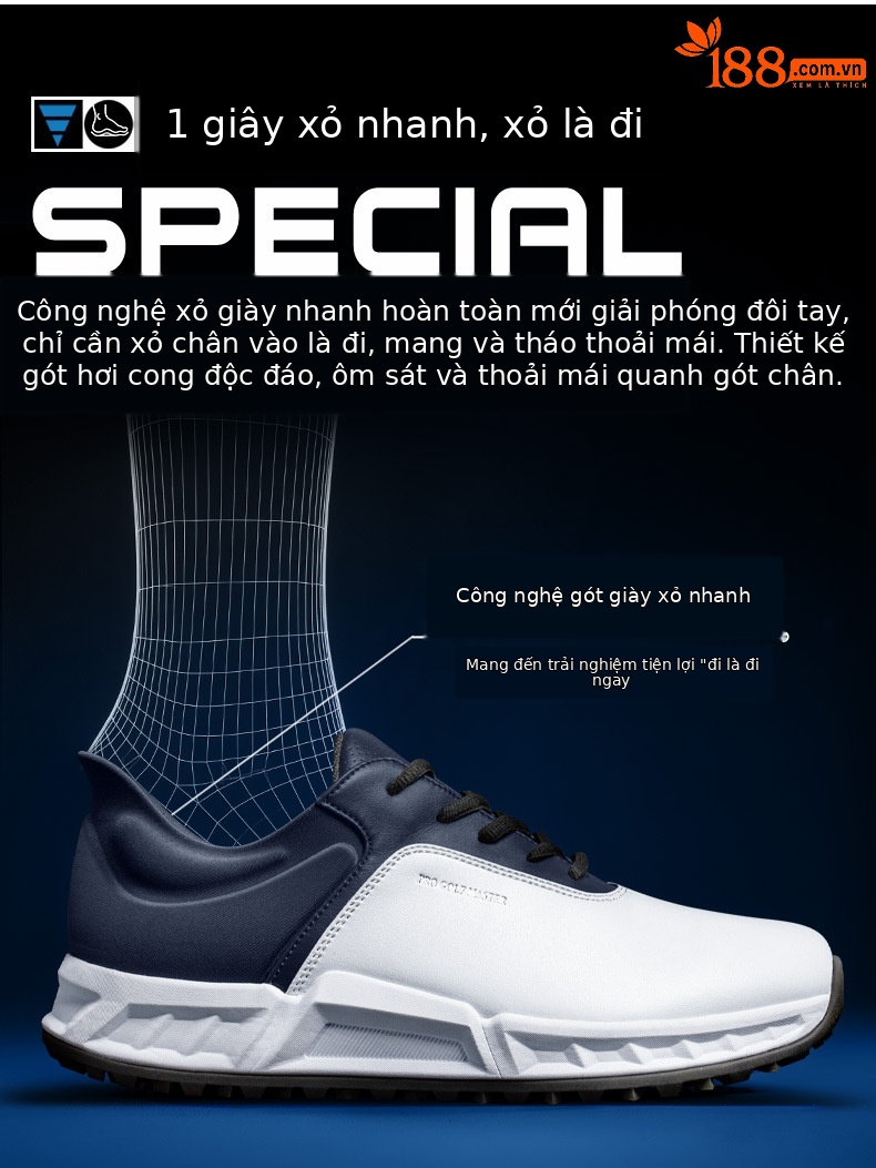 Giày golf PGM nam đế đệm lò xo chống trượt thoáng khí mùa hè — Snow Shadow Grey [phần trên chống thấm nước/lò xo đệm/chân chống trượt đã được cấp bằng sáng chế] XZ439 chi tiết 6
