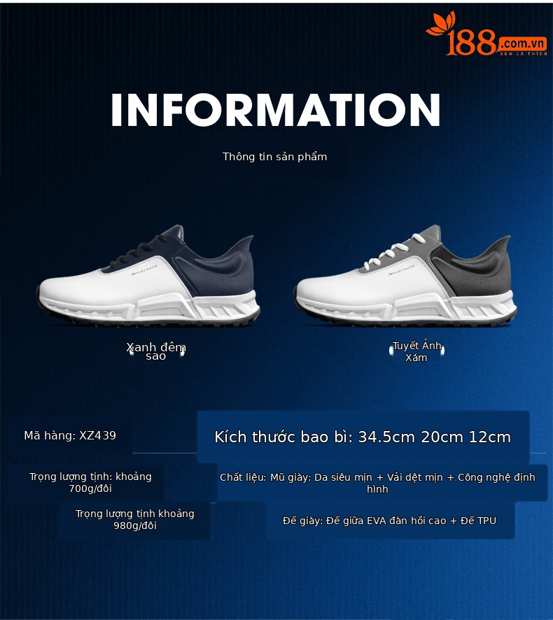 Giày golf PGM nam đế đệm lò xo chống trượt thoáng khí mùa hè — Snow Shadow Grey [phần trên chống thấm nước/lò xo đệm/chân chống trượt đã được cấp bằng sáng chế] XZ439 chi tiết 8