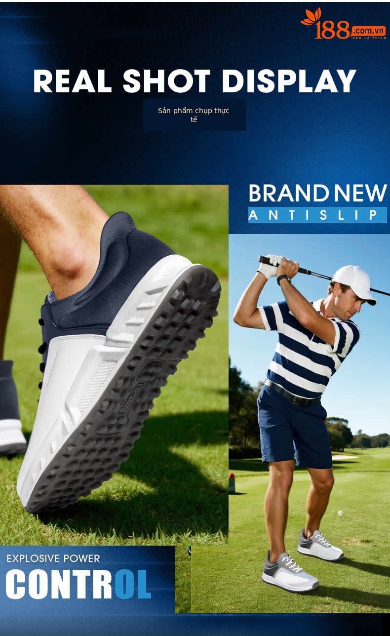 Giày golf PGM nam đế đệm lò xo chống trượt thoáng khí mùa hè — Snow Shadow Grey [phần trên chống thấm nước/lò xo đệm/chân chống trượt đã được cấp bằng sáng chế] XZ439 chi tiết 9