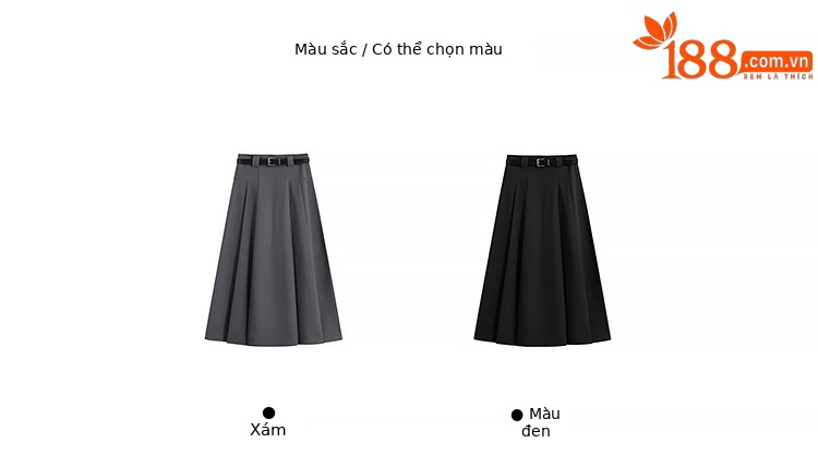 Chân váy vest xám nữ cạp cao dáng chữ A xếp ly dài 81 cm — Len đen thông thường (dài 81cm ) chi tiết 3