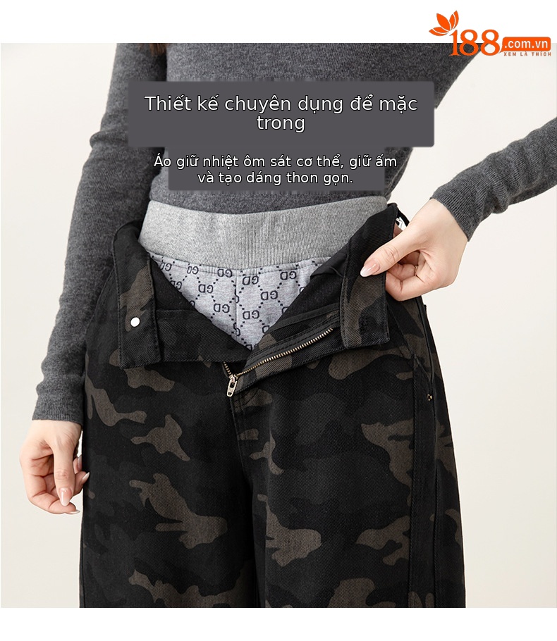 Quần lông vũ nữ Xinge lót lông cừu dày dặn chống lạnh — lưới chi tiết 5