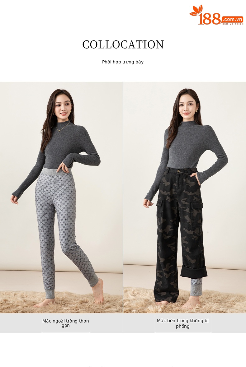 Quần lông vũ nữ Xinge lót lông cừu dày dặn chống lạnh — lưới chi tiết 12