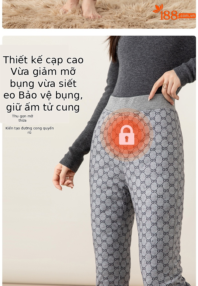 Quần lông vũ nữ Xinge lót lông cừu dày dặn chống lạnh — lưới chi tiết 16