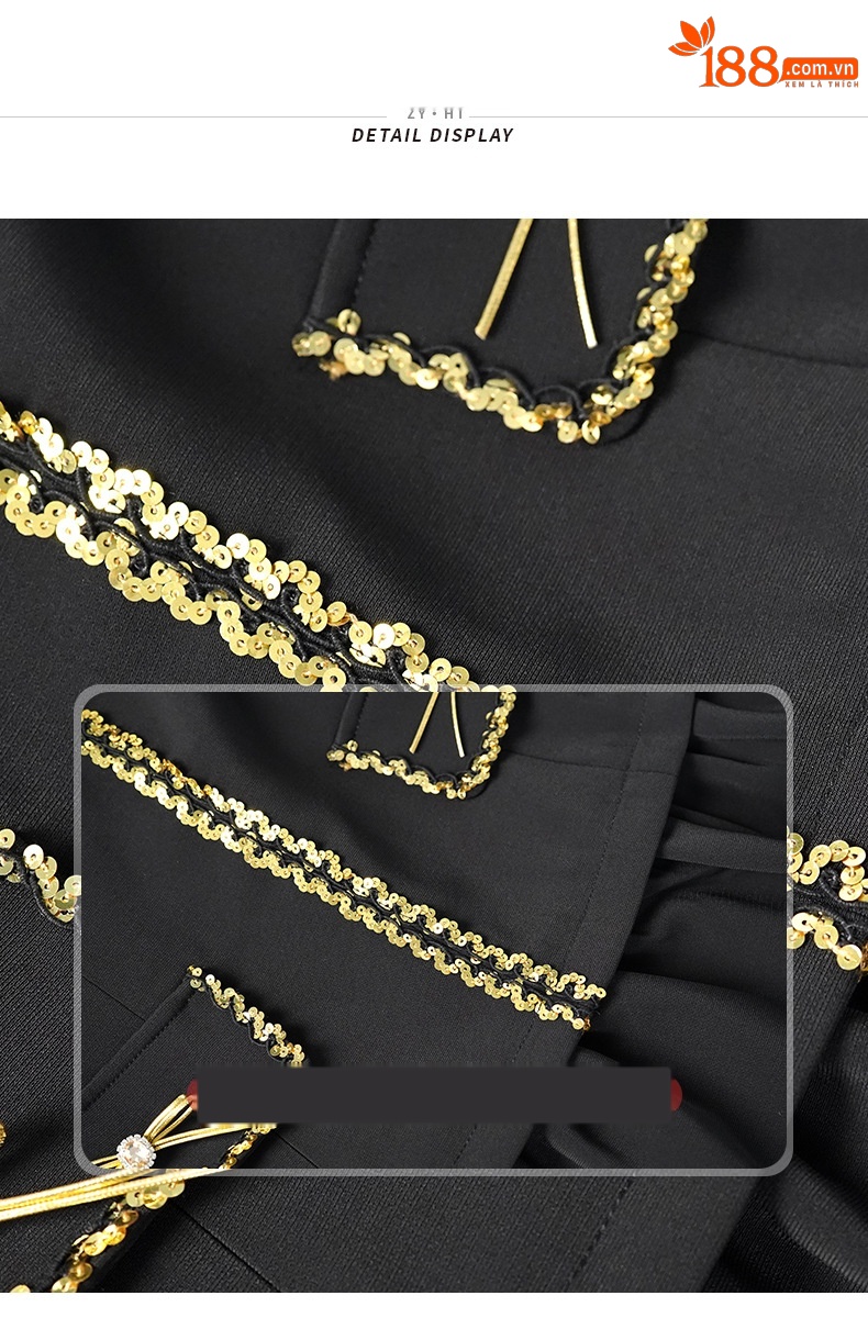 Váy chữ A cổ V thắt nơ eo phong cách Chanel thanh lịch — màu đen chi tiết 1
