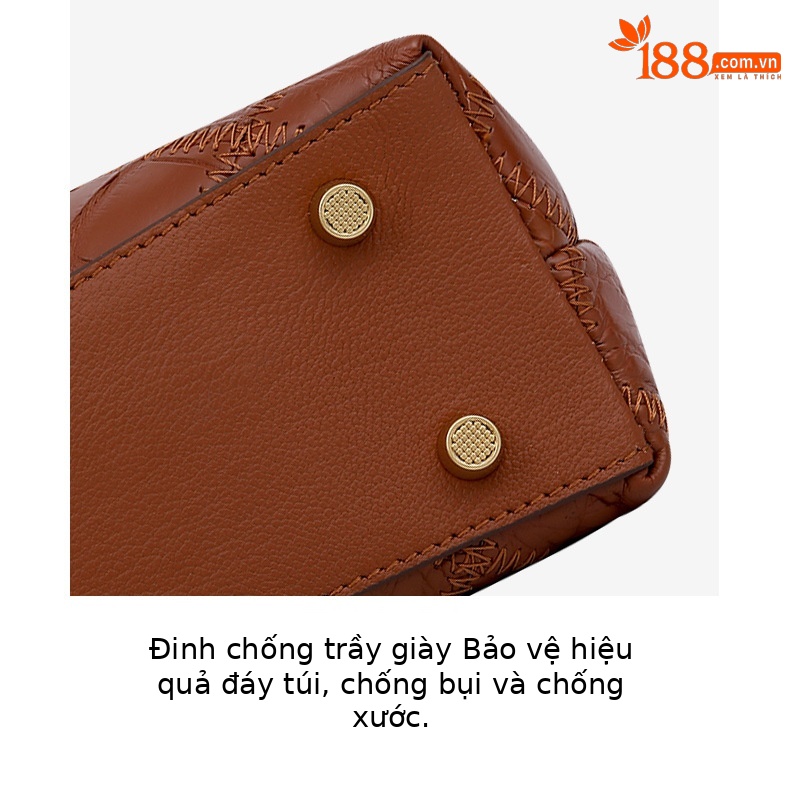 Túi đeo chéo nữ da thật họa tiết thoi thêu hoa nổi dây xích thời trang chi tiết 19