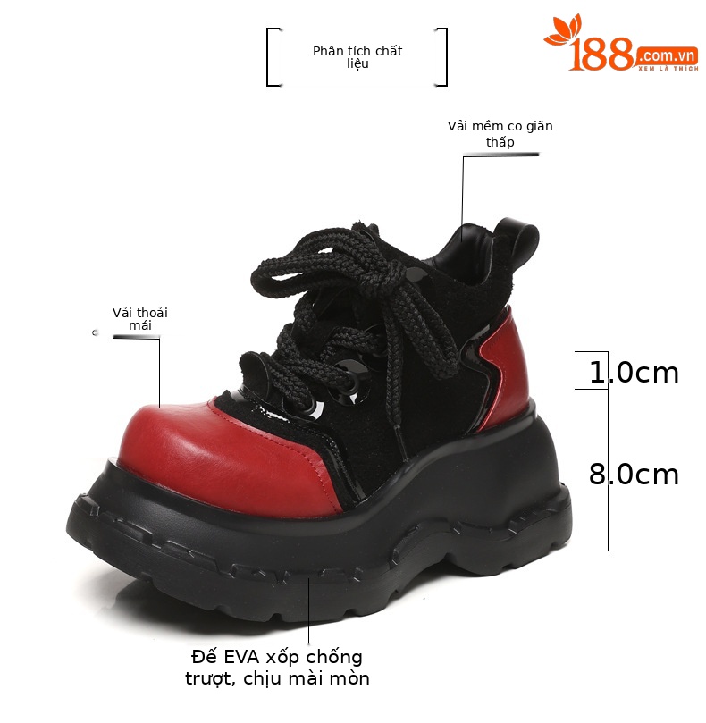Boot nữ cổ ngắn đế xuồng tăng chiều cao phong cách thường ngày — màu đen chi tiết 3