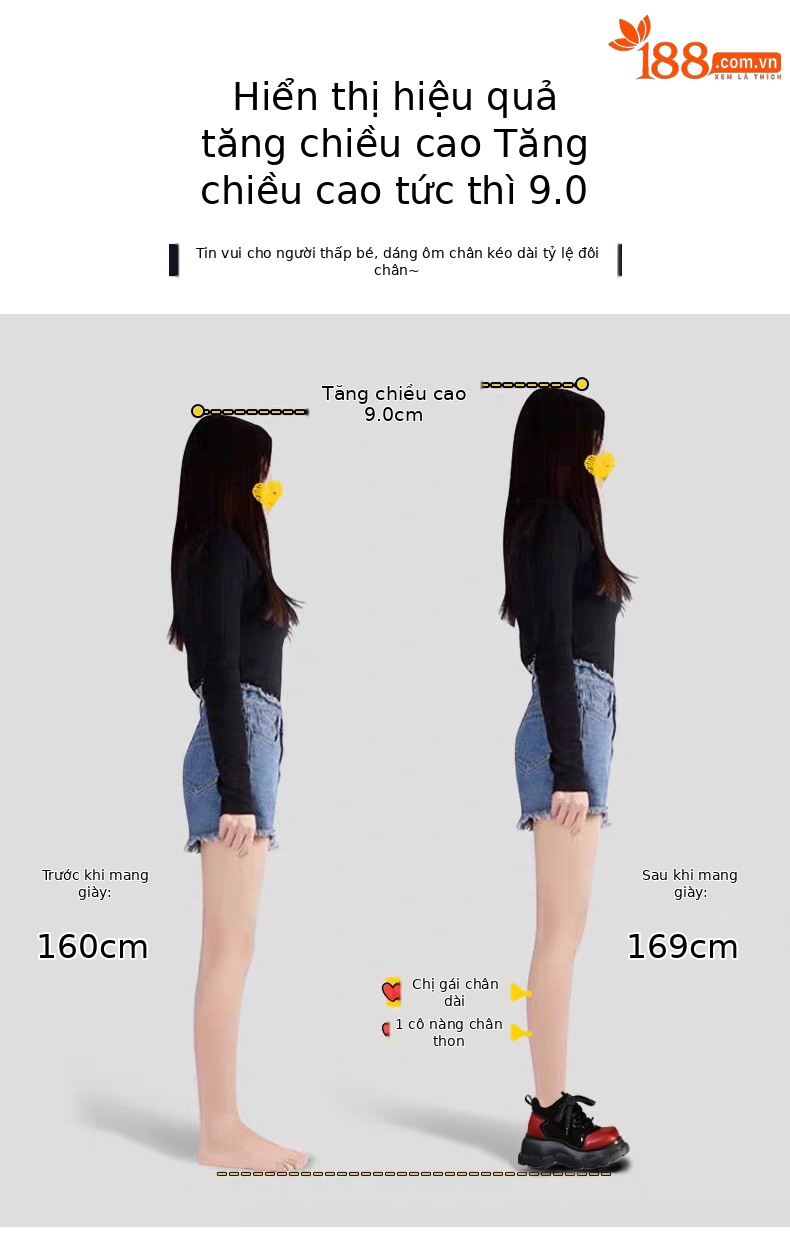 Boot nữ cổ ngắn đế xuồng tăng chiều cao phong cách thường ngày — màu đen chi tiết 4