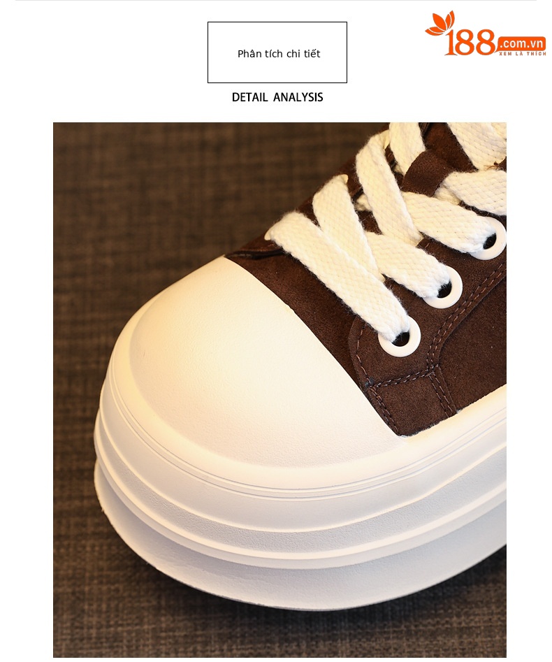 Giày sneaker nữ đế dày tăng chiều cao HY9858 phong cách platform — màu nâu chi tiết 7
