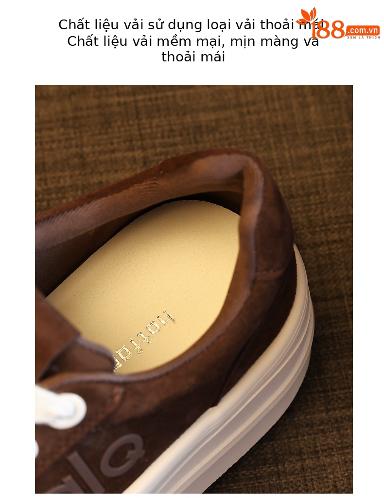 Giày sneaker nữ đế dày tăng chiều cao HY9858 phong cách platform — màu nâu chi tiết 8