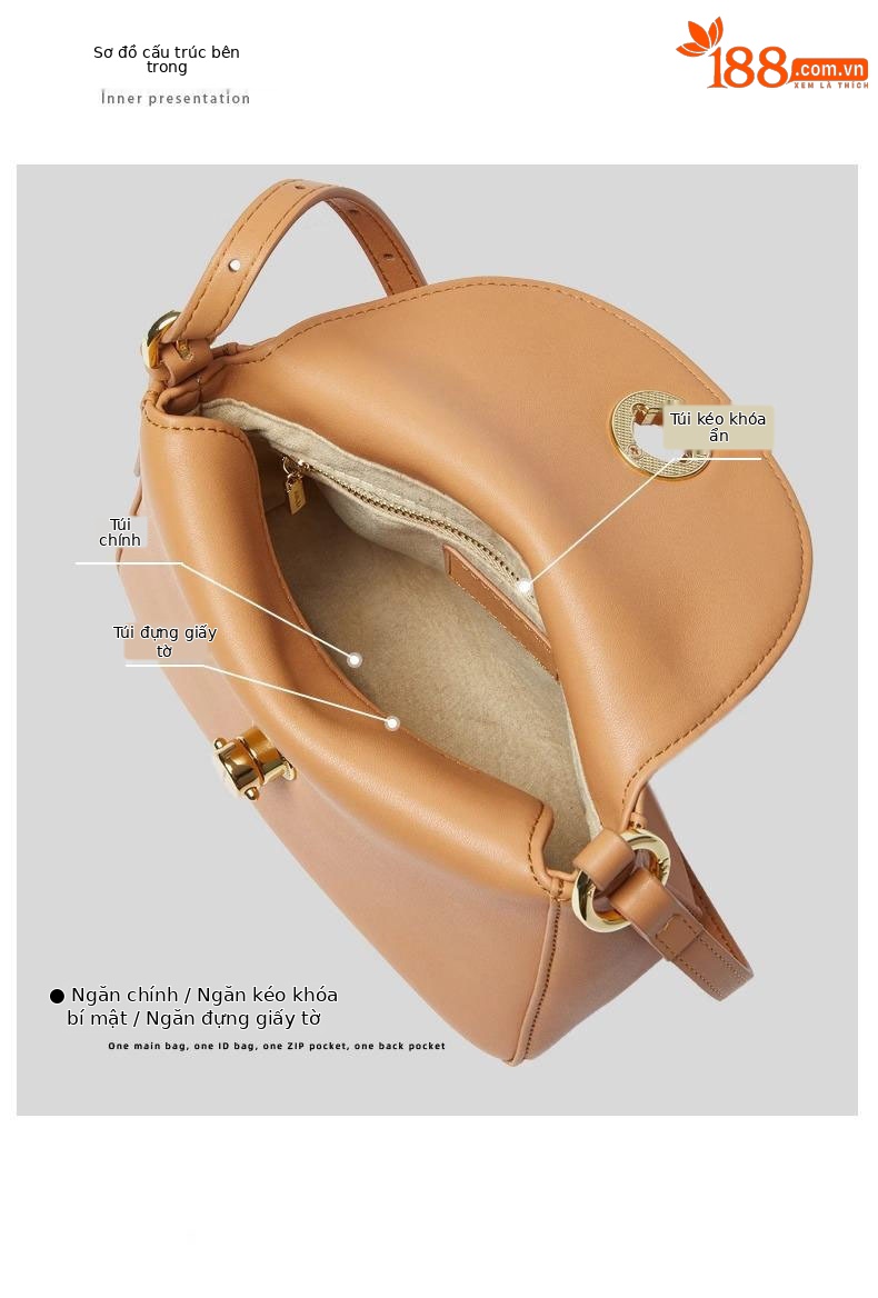 Túi đeo chéo nữ da vân cá sấu phong cách mới, kiểu gối ôm sát nách, kích thước 19×7.5×14 cm — sữa cam chi tiết 8