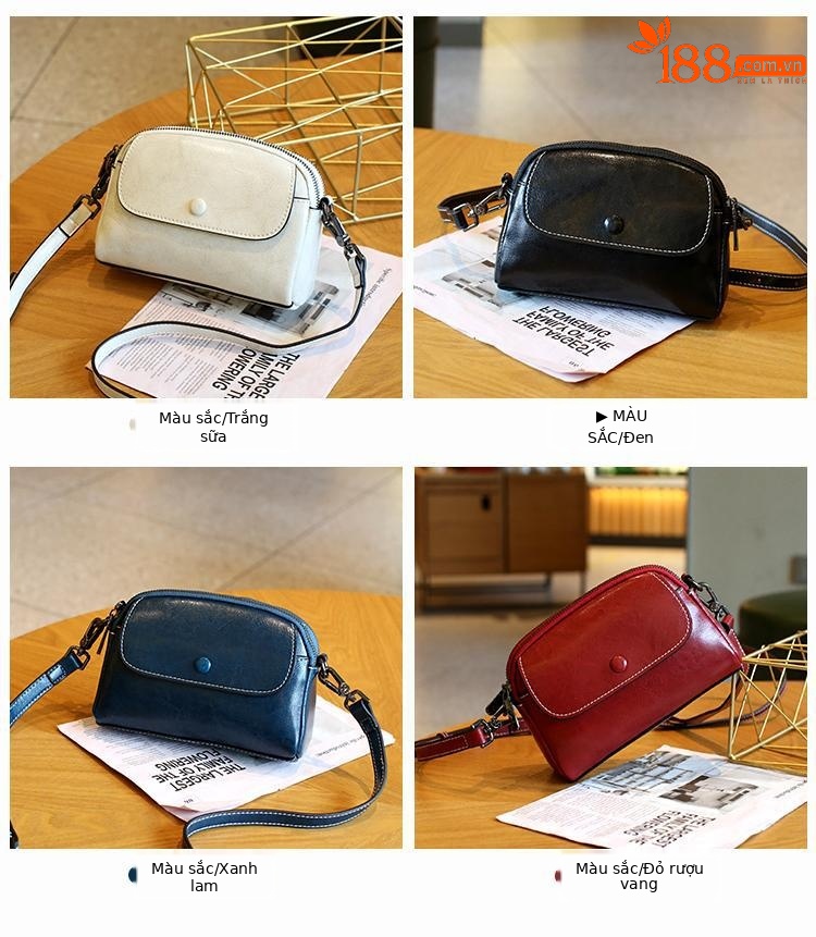 Túi đeo chéo mini nữ da thật màu đen 19x8x14 cm — màu đen chi tiết 3