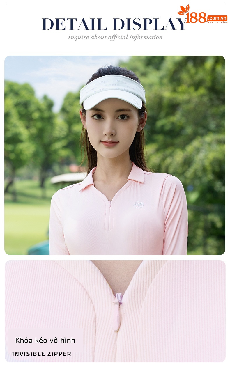 Áo thun golf nữ dài tay ôm sát vải co giãn cao — Tay áo dài màu đen [kết cấu dọc/vải co giãn cao/vừa vặn] YF842 chi tiết 4
