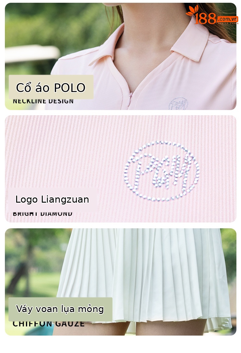 Áo thun golf nữ dài tay ôm sát vải co giãn cao — Tay áo dài màu đen [kết cấu dọc/vải co giãn cao/vừa vặn] YF842 chi tiết 5
