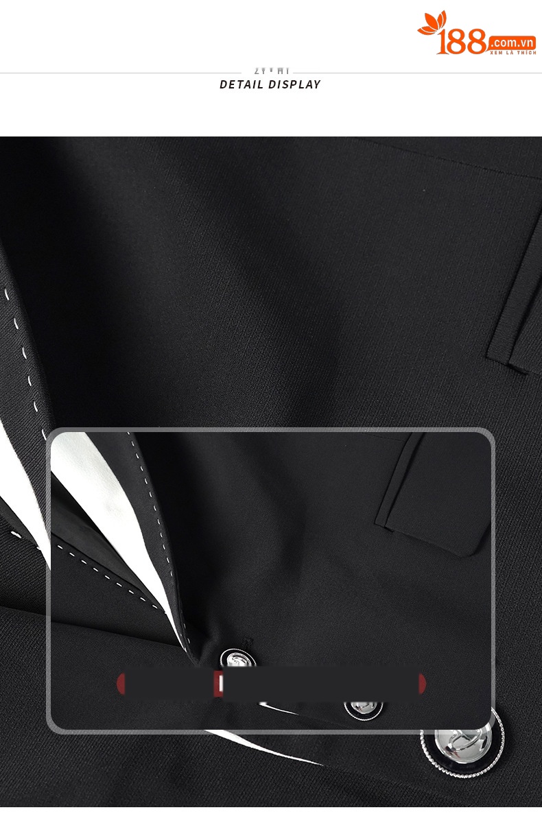 Áo vest blazer nữ thiết kế bất đối xứng phối đen trắng tương phản, kiểu dáng mới xuân hè — màu đen chi tiết 2