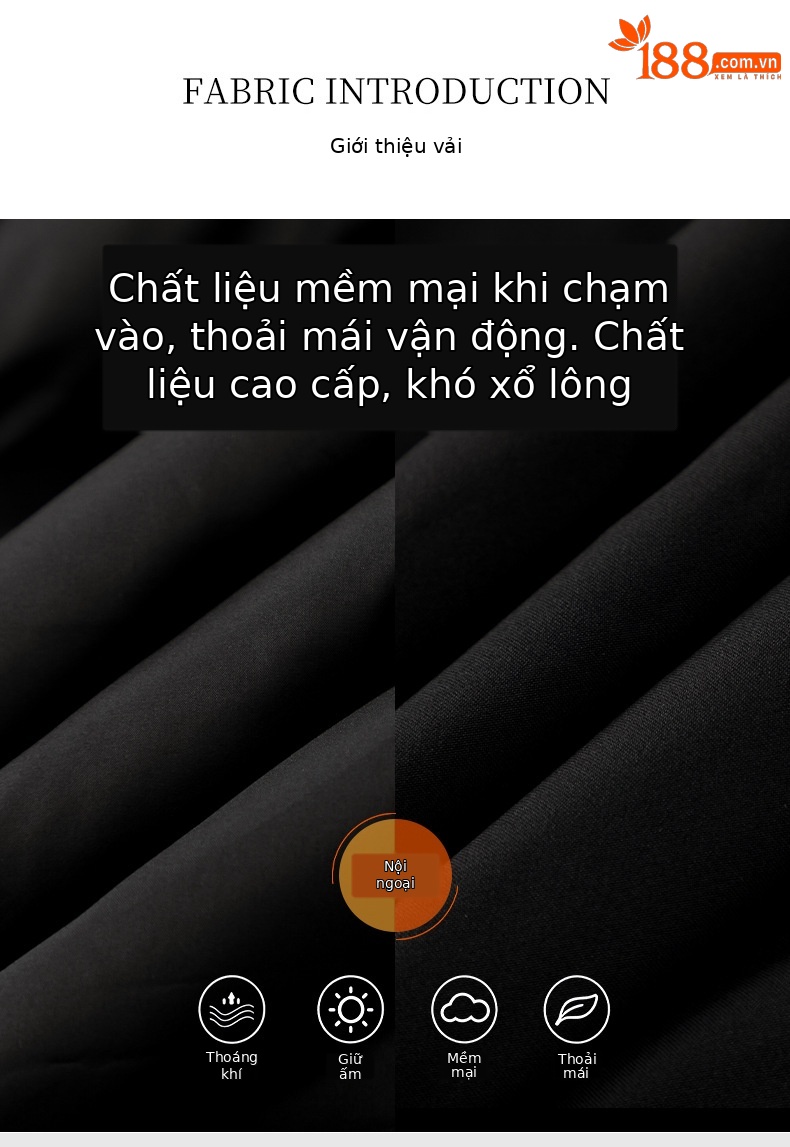 Áo phao lông vũ trắng nhẹ nữ cổ đứng, dáng suông, mặc lót hoặc ngoài trời mùa đông — màu đen chi tiết 8