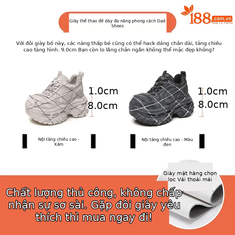 Giày thể thao nữ đế dày nâng chiều cao kiểu bố thời trang mùa thu, đế mềm — Nhật ký màu xám