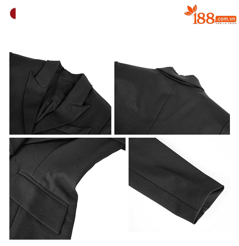 Áo blazer nữ công sở ôm eo, vest phỏng vấn tay dài màu đen — màu đen chi tiết 2