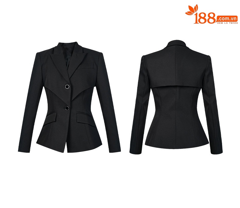Áo blazer nữ công sở ôm eo, vest phỏng vấn tay dài màu đen — màu đen chi tiết 3