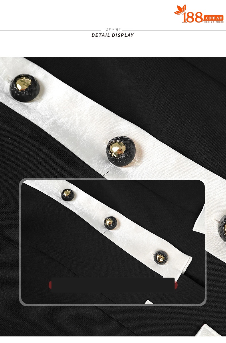Áo blazer nữ phối màu đen trắng thiết kế sành điệu công sở — màu đen chi tiết 1