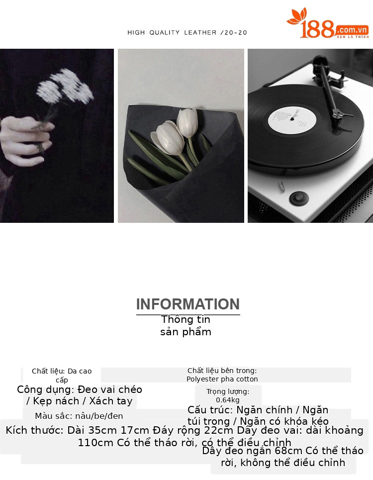 Túi xách nữ da lộn dáng gối phong cách retro mờ, đeo chéo đeo vai tiện lợi — màu đen, Cà phê, con lạc đà chi tiết 2