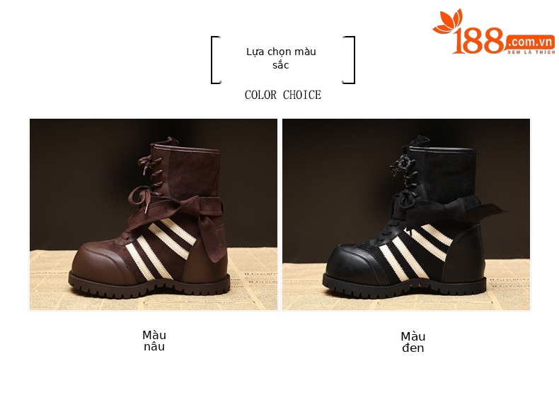 Boot nữ đế dày nâng chiều cao phong cách retro Anh Quốc — màu nâu chi tiết 2