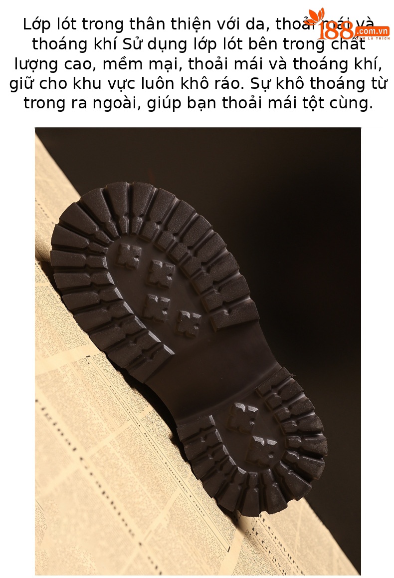 Giày boot nữ đế dày tăng chiều cao, dây buộc, phong cách đa năng — màu đen chi tiết 8
