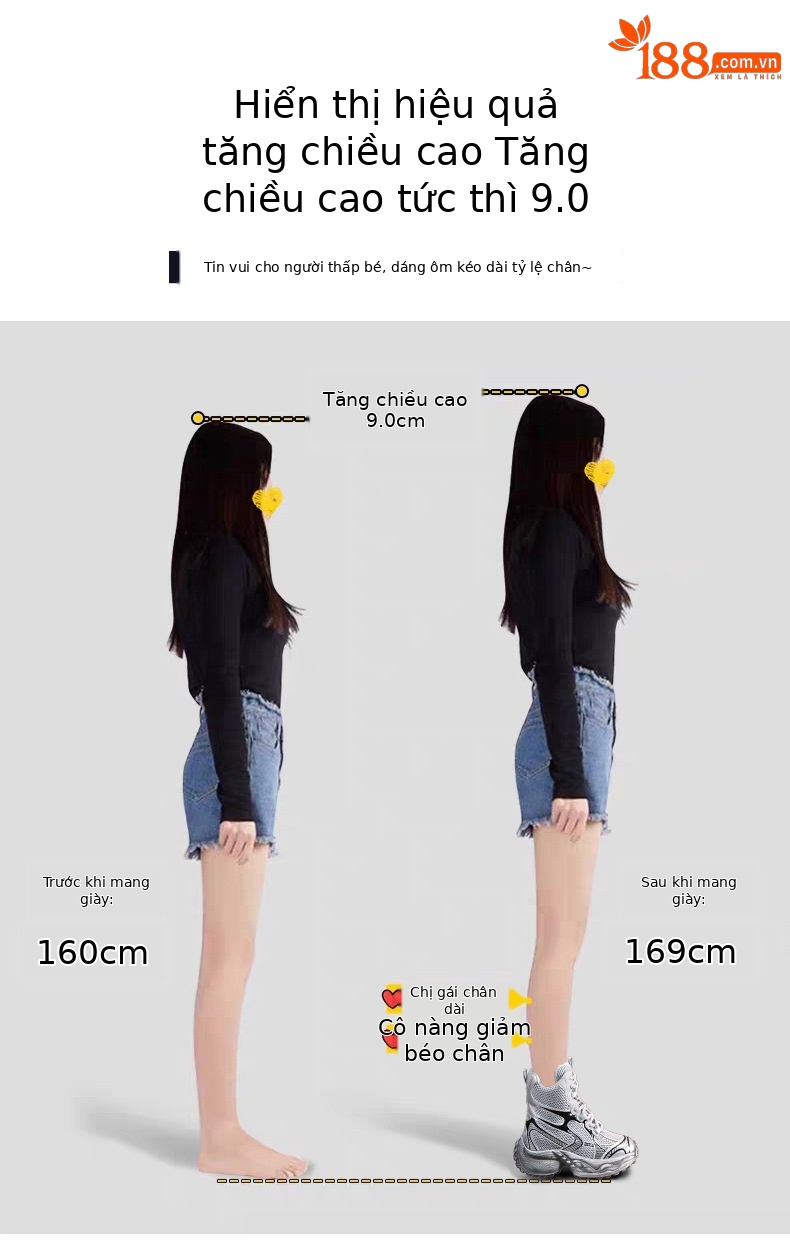 Giày thể thao nữ cao cổ lưới đế dày tăng chiều cao siêu mềm kiểu dáng bố — màu đen chi tiết 4