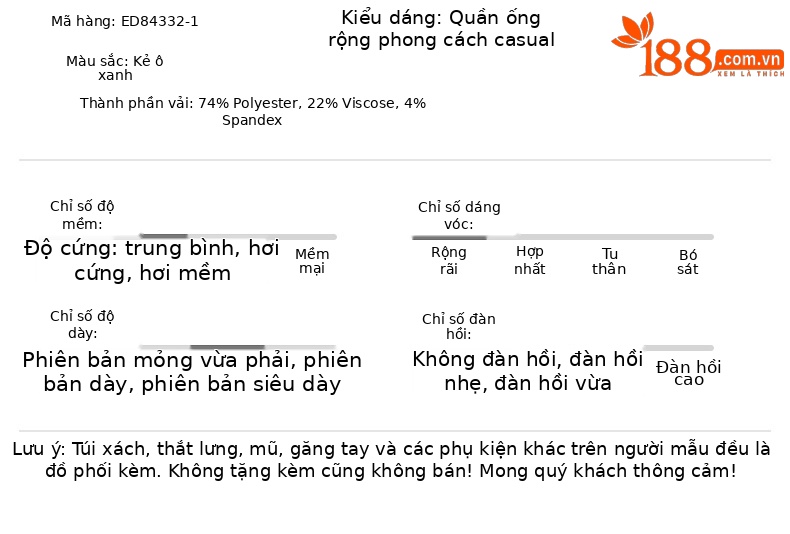 Quần ống rộng nữ kẻ sọc Hàn Quốc cạp cao dáng suông — Lưới màu xanh chi tiết 6