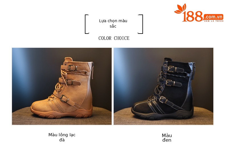 Giày boot nữ cổ ngắn đế dày tăng chiều cao phong cách retro siêu mềm đa năng — màu đen chi tiết 2