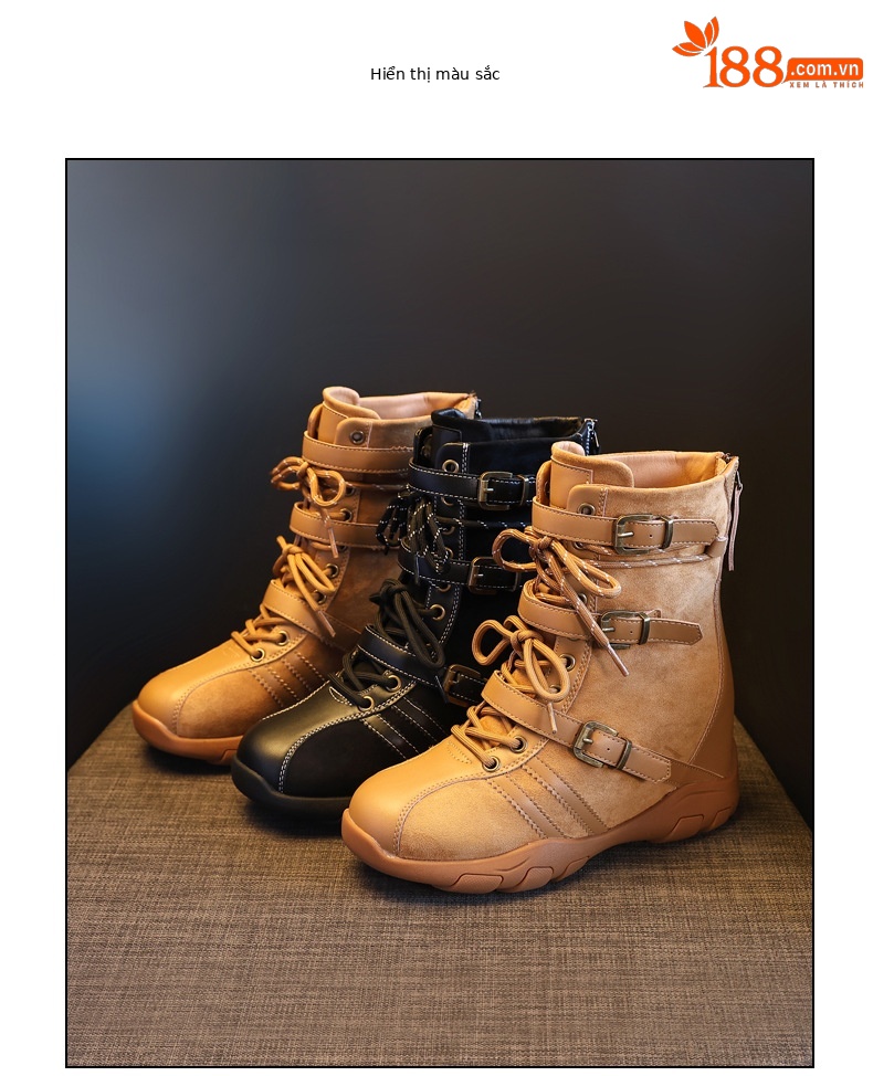 Giày boot nữ cổ ngắn đế dày tăng chiều cao phong cách retro siêu mềm đa năng — màu đen chi tiết 18