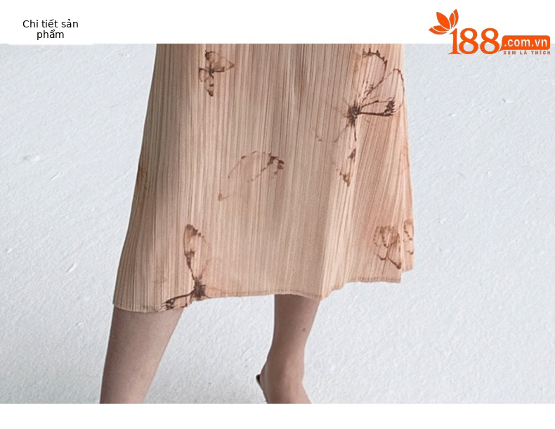 Đầm suông midi in họa tiết bướm gradient phong cách Pháp — màu tím nhạt chi tiết 4