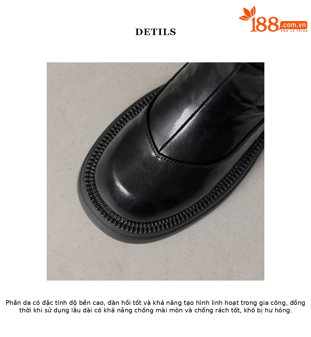 Boot nữ da thật cổ cao đế dày lông ấm mùa đông chống nước — màu nâu chi tiết 19