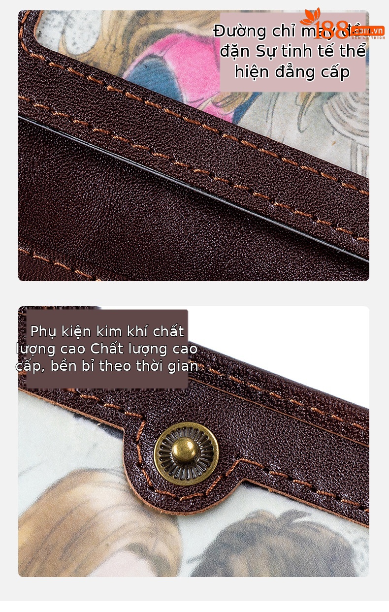 Ví nam ngắn da thật cổ điển chống trộm RFID — Màu nâu, màu đen, Ngựa điên màu nâu chi tiết 9