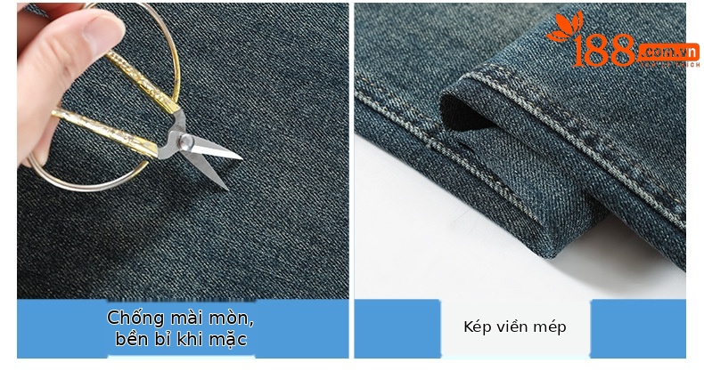 Quần jean nữ ống rộng cạp cao dáng suông dài chạm đất — Màu xanh hoài cổ với Ninette chi tiết 7