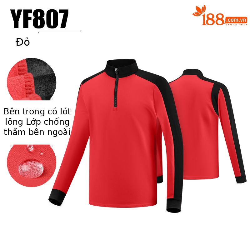 Áo khoác golf dài tay bé trai PGM cổ đứng có khóa kéo, lót nhung dày giữ ấm — Áo khoác màu đỏ [lót nhung/chống nước/suối nước/cổ áo đứng có khóa kéo] YF807