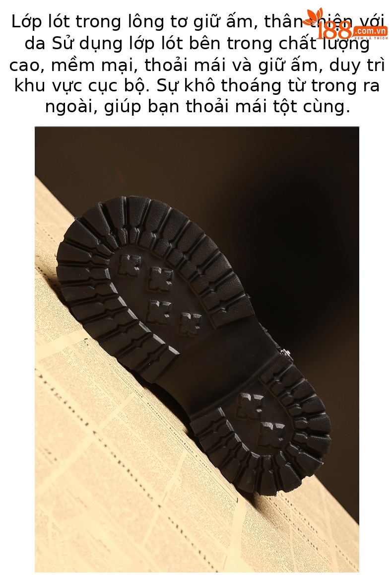 Giày boot nữ cổ thấp đế dày tăng chiều cao phong cách thường ngày — màu đen chi tiết 8