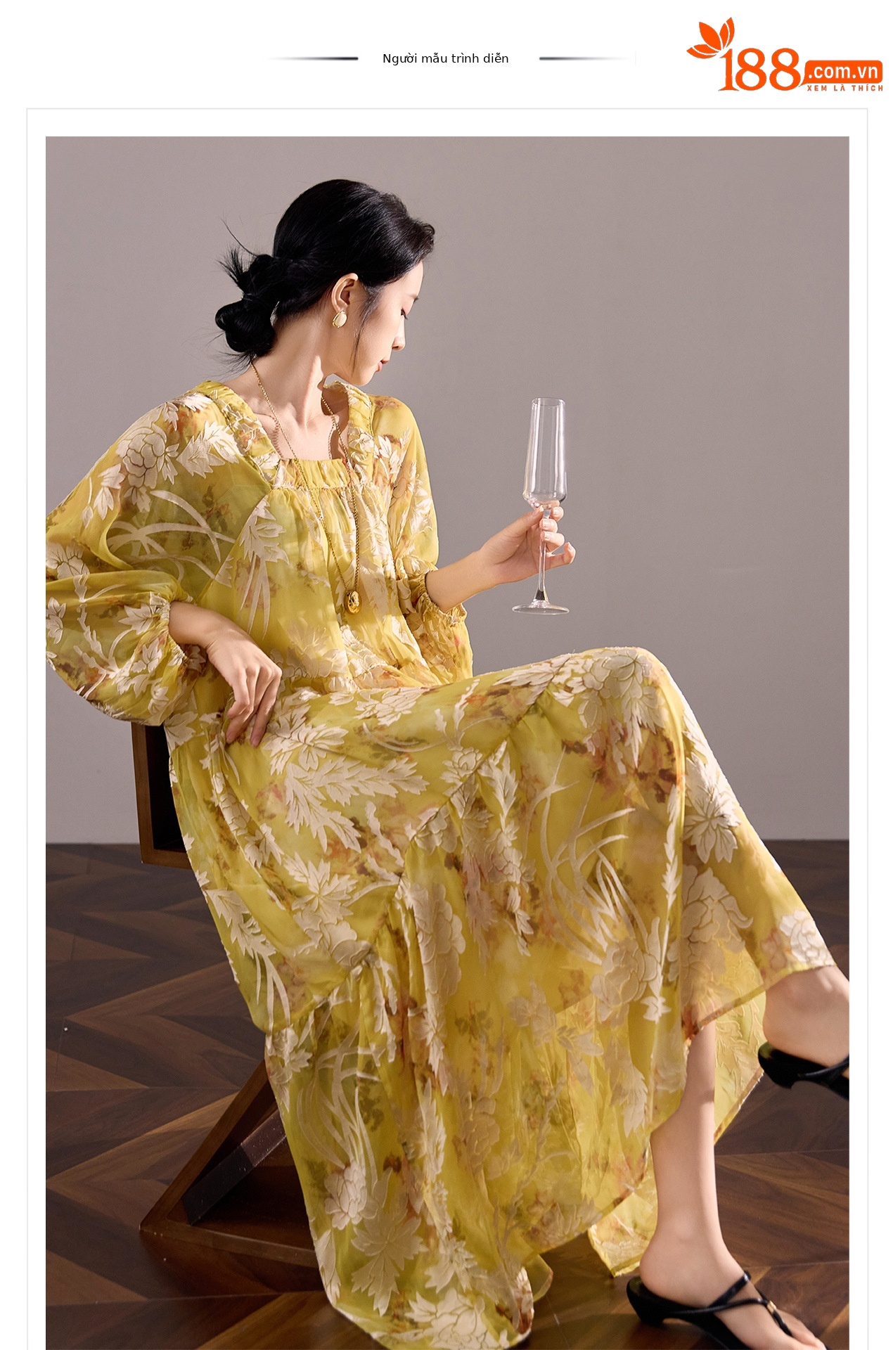 Váy maxi nữ phong cách Trung Quốc mới, chất rayon mềm mại, thiết kế suông rộng tôn dáng — màu vàng chanh chi tiết 1