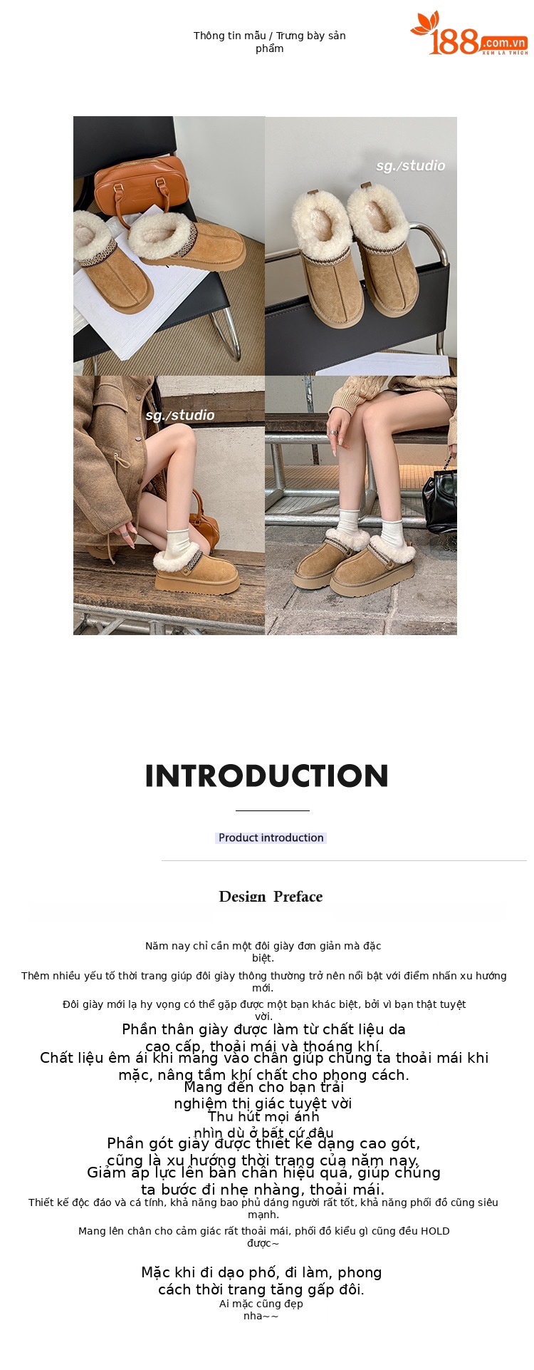 Giày bốt tuyết đế dày nữ mũi tròn lót lông cừu ấm áp kiểu dép nửa Birkenstock — con lạc đà chi tiết 3